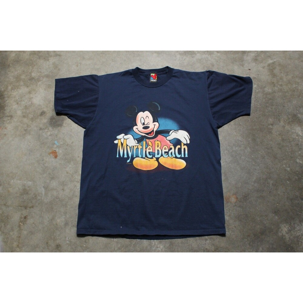 Vintage 90s USA-Made Disney Mickey Myrtle Beach Distressed T-Shirt - XL